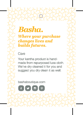 Swing tag back for Basha Luxe Kantha Blanket